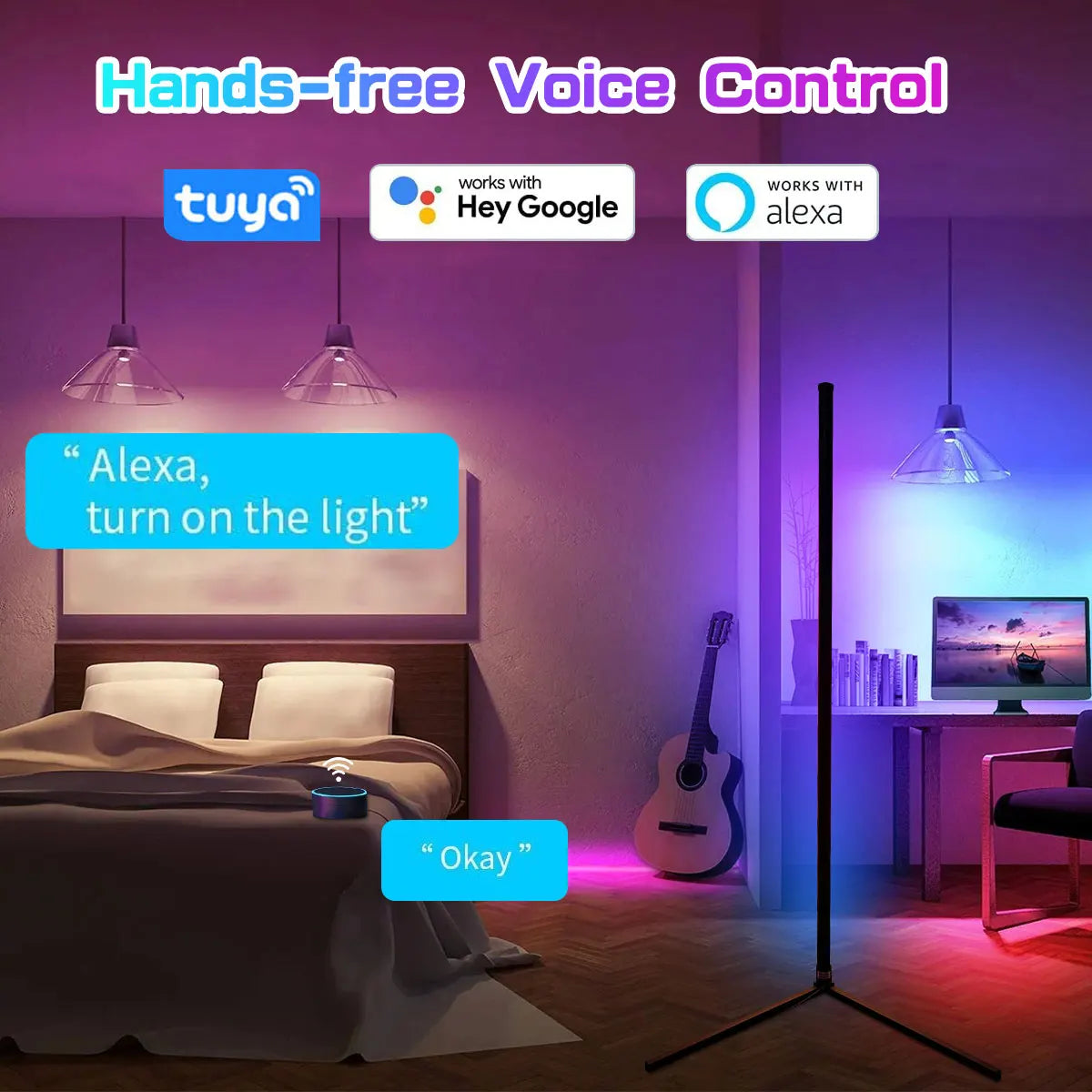 Smart WiFi Corner Floor Lamp